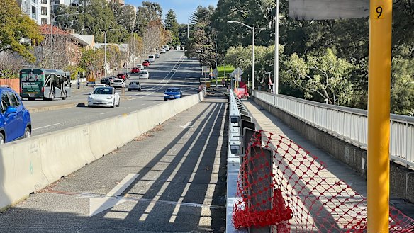 The delayed Malcolm Street Bridge barrier project in West Perth.