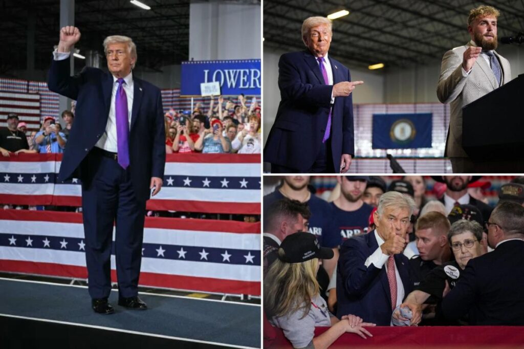 Trump touts tariffs, Jake Paul and Dr. Oz – slams Newsom and Massie – at free-wheeling Kentucky rally 