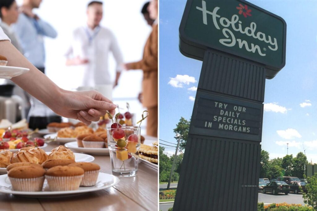 Hotel buffet crashers caught on camera loading up plates, walking out without paying