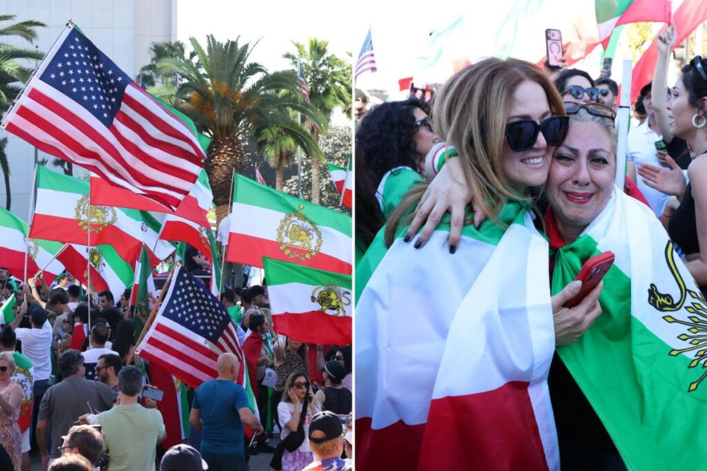Hundreds from LA’s Iranian community celebrate in the streets: ‘We’re here for freedom’