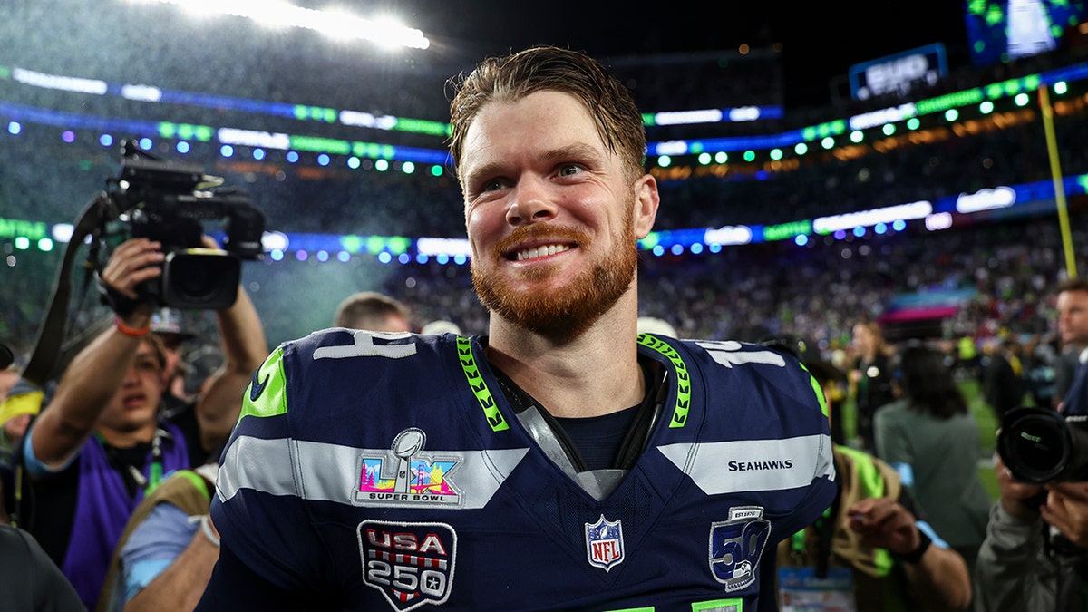 Sam Darnold smiles after Super Bowl win
