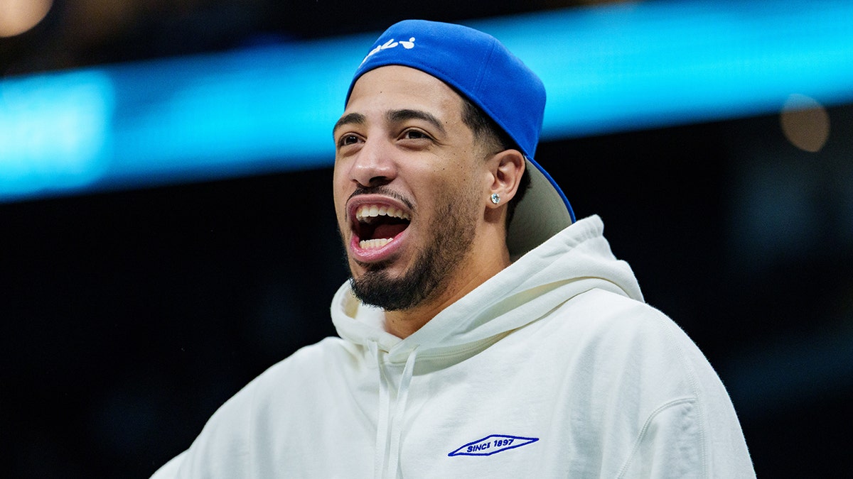 Tyrese Haliburton reacts on court