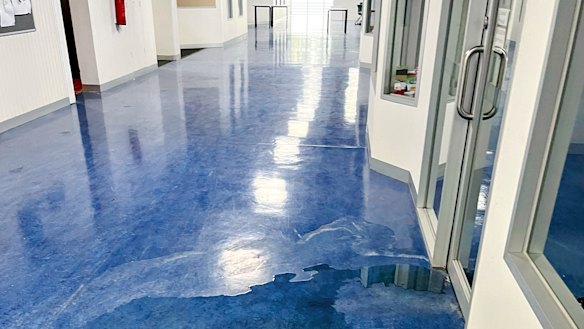 The top floor of Collingwood College has been condemned after extensive water damage, which included the concrete roof falling through the concrete ceiling into a classroom.