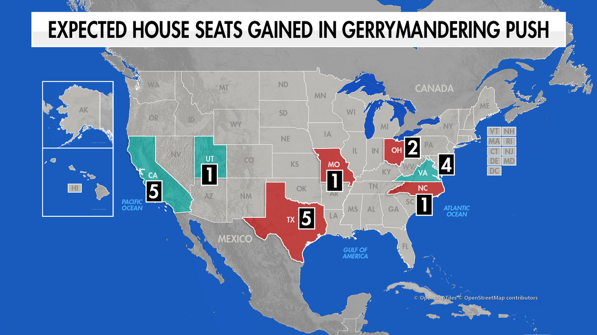 the united states map of gains from 2026 redistricting