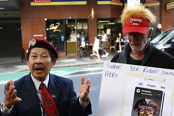 Supporters of the former Special Air Service corporal outside the Downing Centre on Friday.