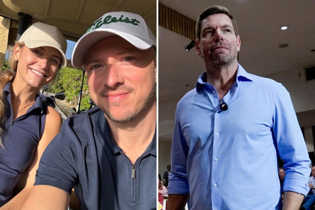 Influencer’s husband threatens Eric Swalwell after he allegedly bombarded her with nudes and turned up at her house