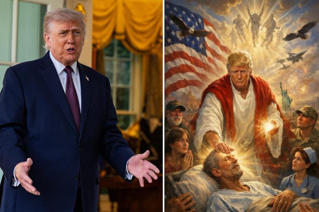 Trump reveals why he deleted AI post of himself as Jesus-like figure — and takes shot at conservative activist Riley Gaines