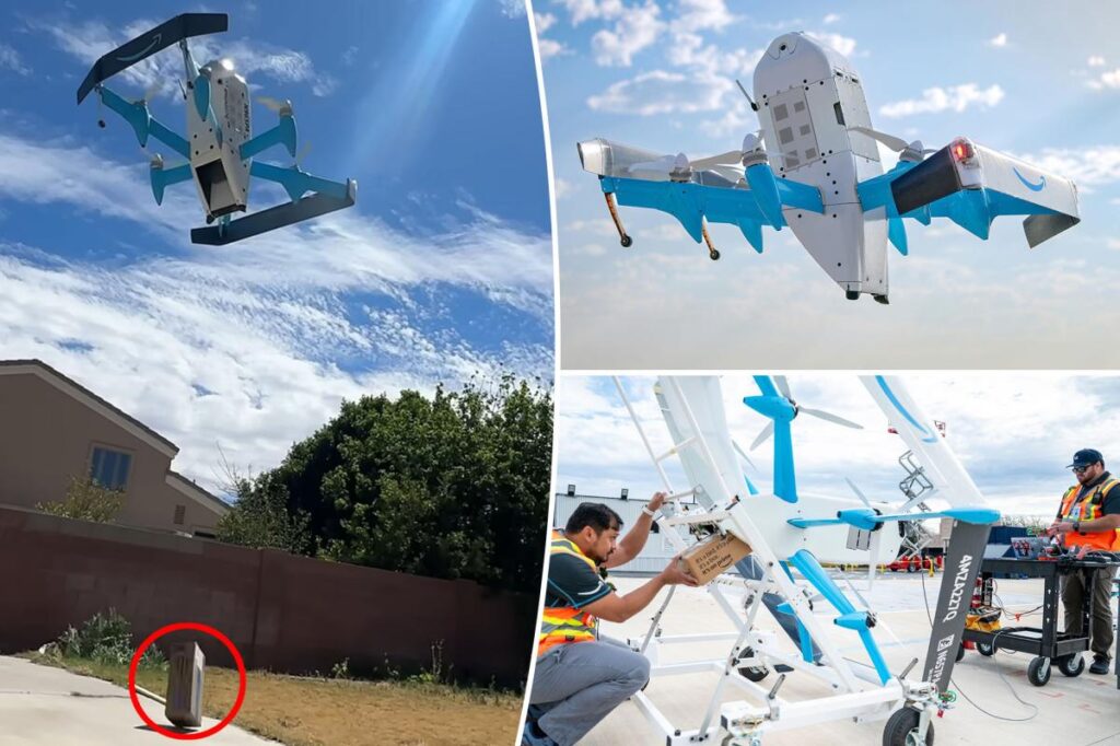 Amazon customers furious as delivery drones drop boxes from 10 feet in the air — damaging orders: ‘F–k outta here’