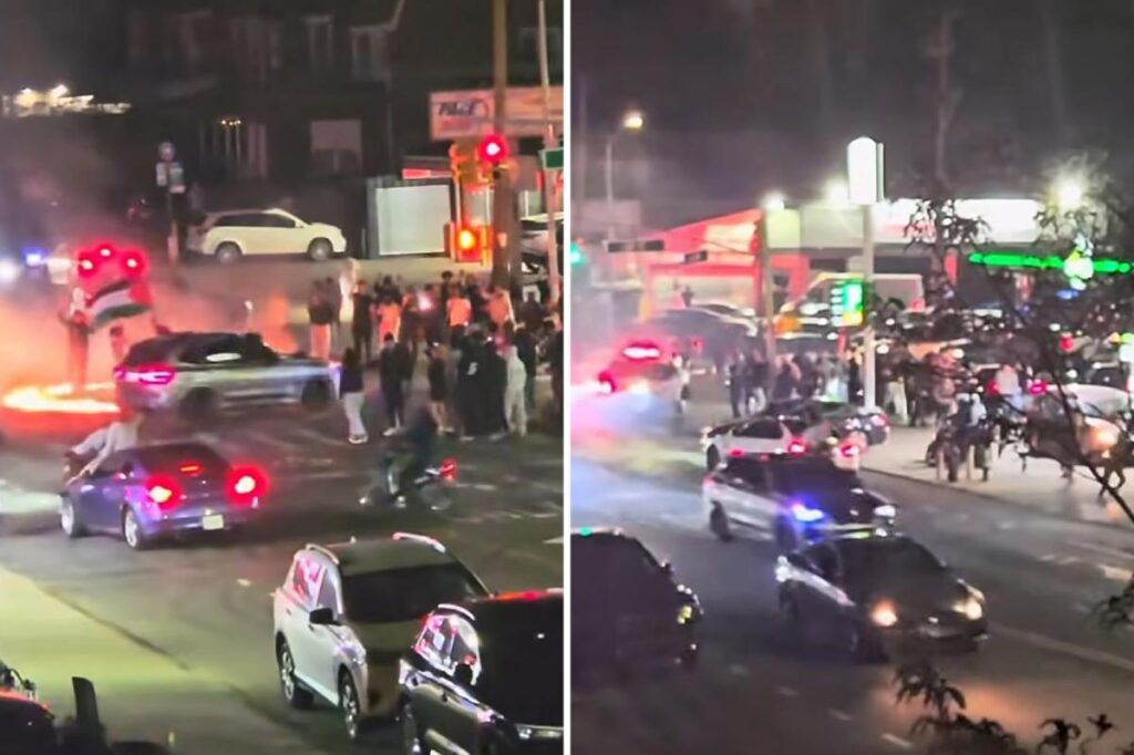 Shocking video shows mob wreak fiery havoc on NYC intersection — as lawmakers call for crackdown on chaos