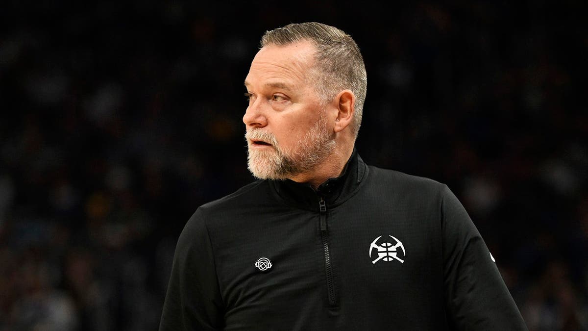 Head coach Michael Malone of the Denver Nuggets watching game at Chase Center