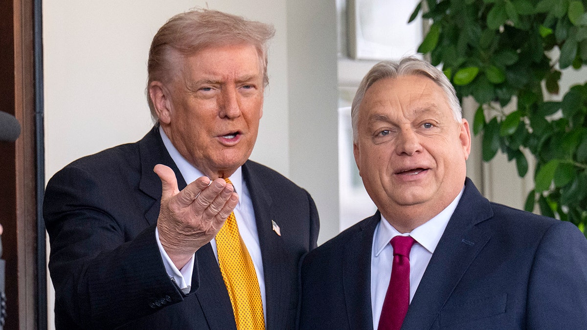 President Donald Trump greets Hungarian Prime Minister Viktor Orban at the White House