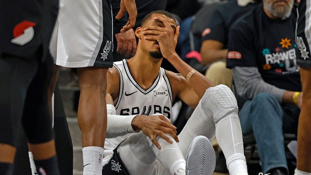 Spurs star Victor Wembanyama enters concussion protocol, ruled out of Game 2 after fall against Trail Blazers