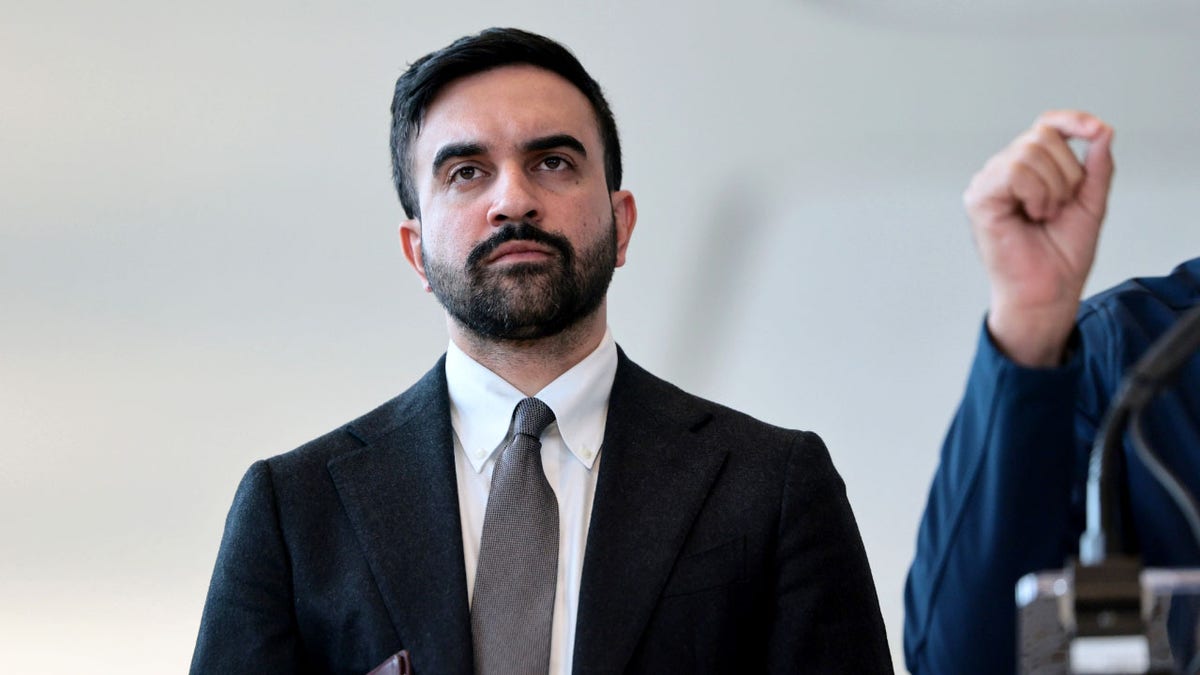 Mayor Zohran Mamdani standing and speaking