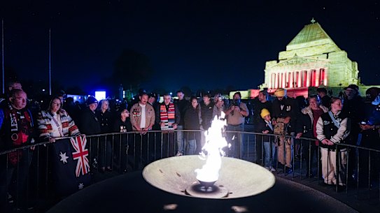 The crowd at the Shrine of Remembrance on Saturday.