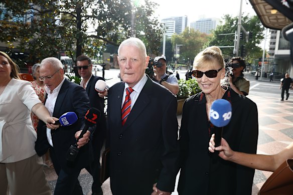 The former soldier’s parents Len and Sue Roberts-Smith arriving to Friday’s bail hearing.