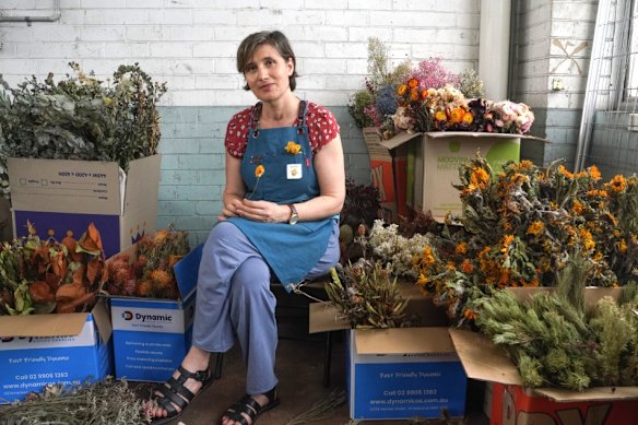 Artist Nina Sanadze is leading work to preserve the flowers left by mourners at Bondi.