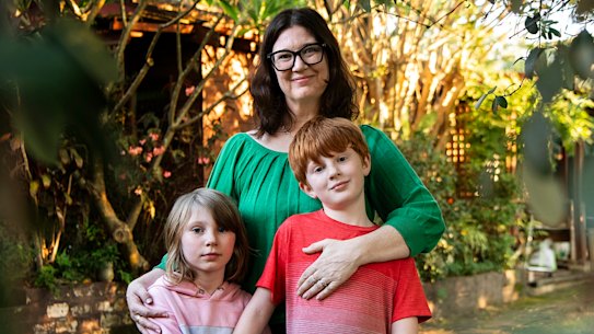 Kate Nielsen, who thinks the survey is a good idea, with her two children Maddie and Teddy.