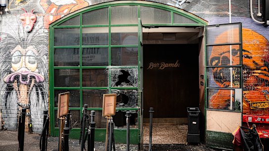Bar Bambi in the hours after the arson attack on April 25.