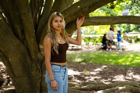 Leanne Baddah, 19, saves herself an hour-long trip to Macquarie University from her Bexley home multiple times a week thanks to online learning, but this hampers making friends.

