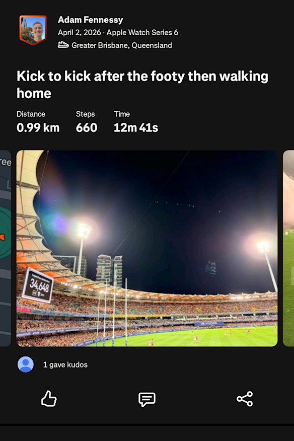 A post on Adam Fennessy’s Strava account.