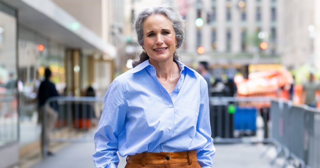 Andie MacDowell’s Chic Kitten Heel Style Makes Legs Look *So Much* Longer — For Just 