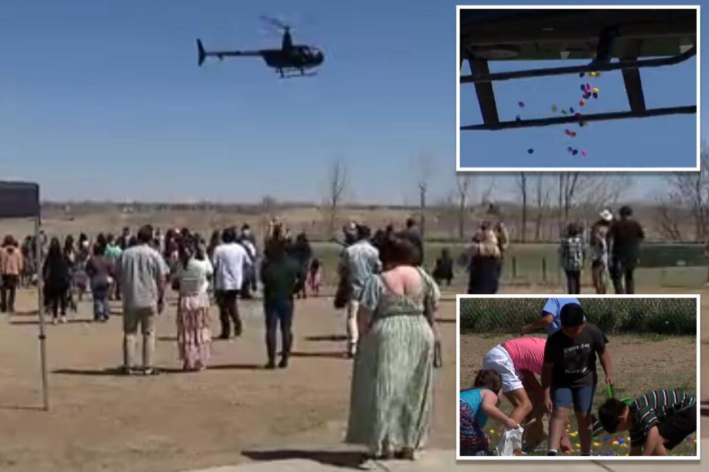 Helicopter releases thousands of colorful Easter eggs for Colorado church hunt Helicopter releases thousands of colorful Easter eggs for Colorado church hunt