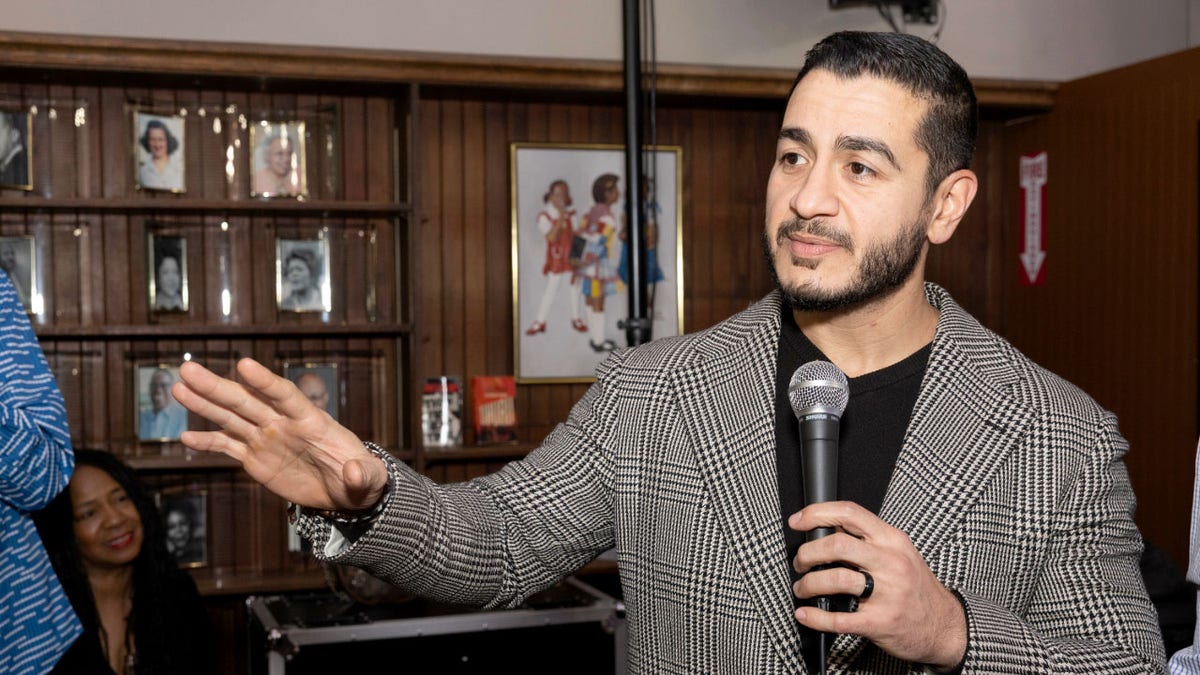 Abdul El-Sayed speaking at the Detroit Association of Black Organizations Christmas Party