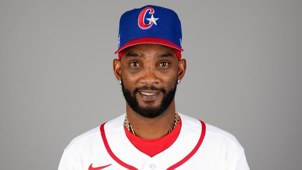 Alexei Ramirez posing for a photo at Surprise Stadium in Arizona