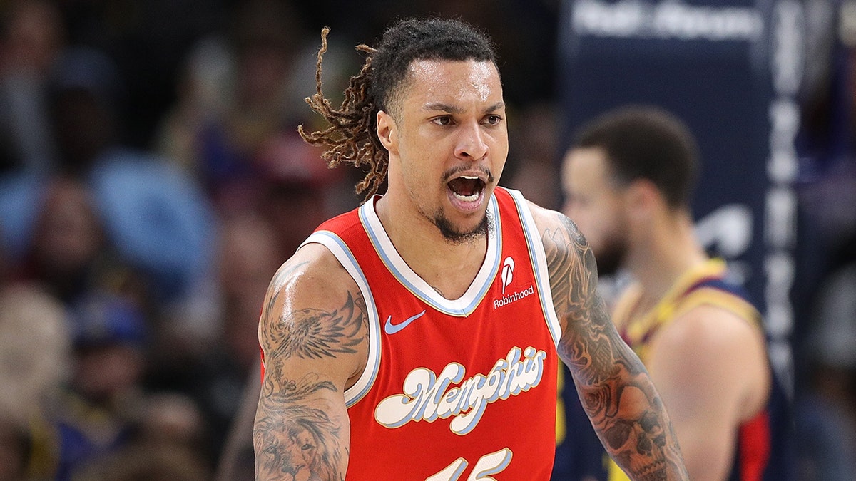 Brandon Clarke reacts on court