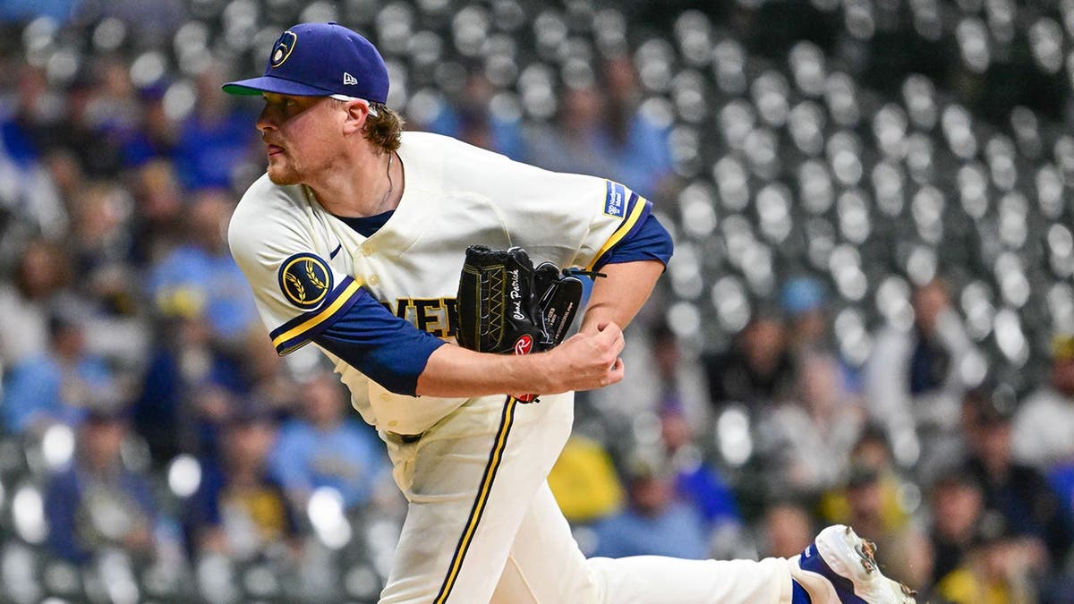 Milwaukee Brewers pitcher Chad Patrick throwing a pitch at American Family Field
