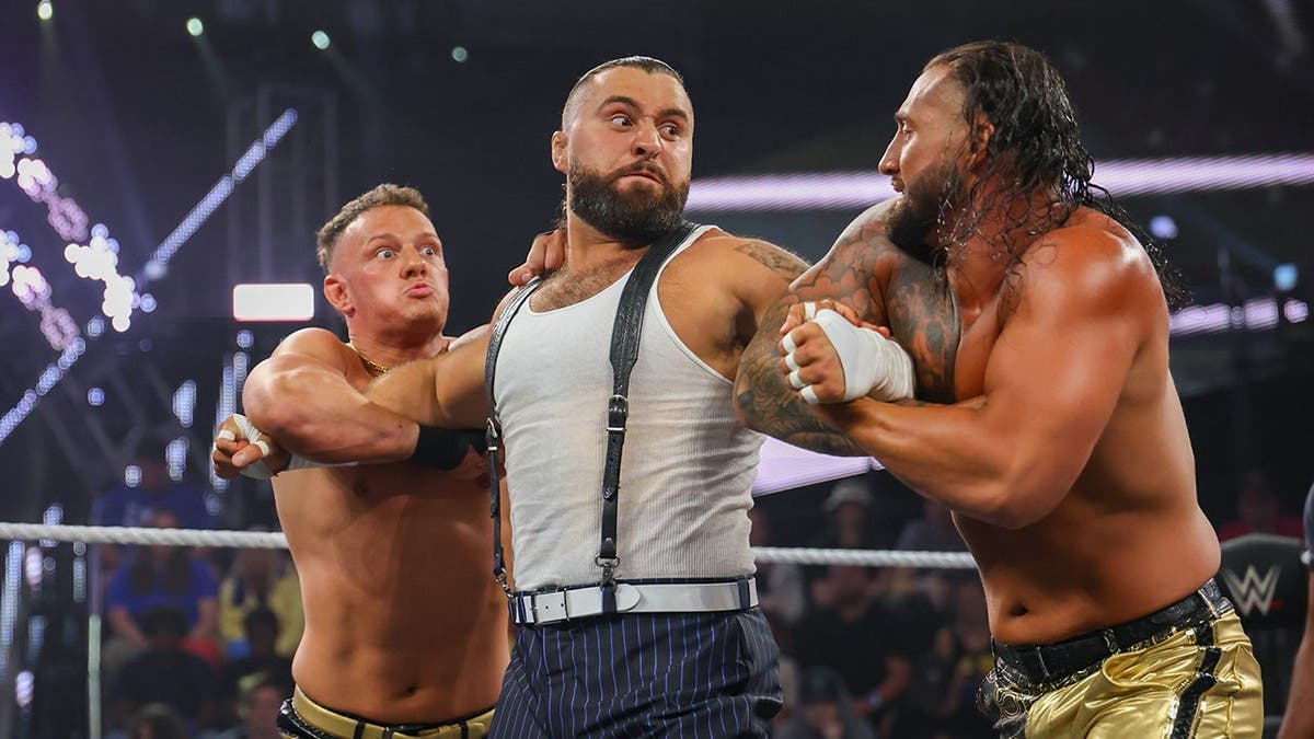 Channing Stacks Lorenzo, Tony D'Angelo and Luca Crusifino wrestling in WWE Performance Center