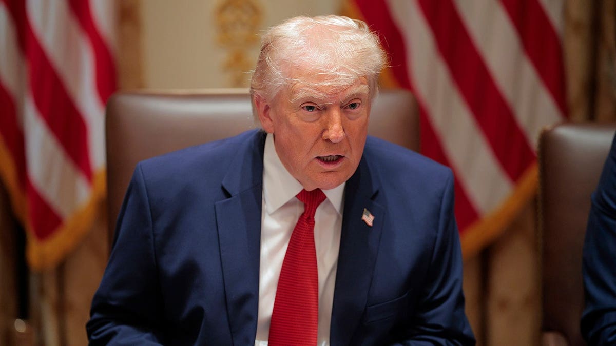 U.S. President Donald Trump speaking during a Cabinet meeting in the White House Cabinet Room