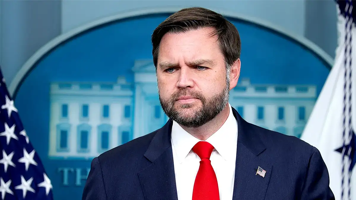 Vice President JD Vance answers questions during White House press briefing.