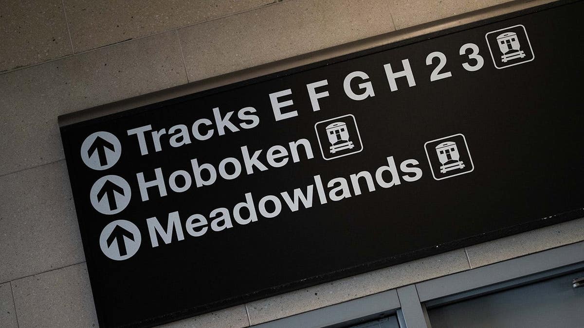 A Meadowlands sign at Secaucus Junction station in Secaucus, New Jersey
