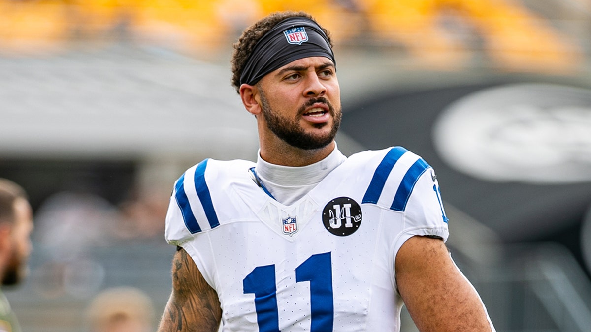 Indianapolis Colts wide receiver Michael Pittman Jr. looking on the field during a game.