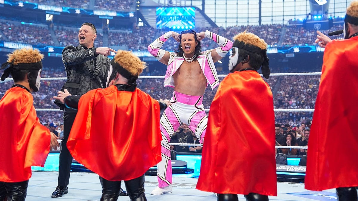The Miz and Kit Wilson celebrating at Allegiant Stadium in Las Vegas