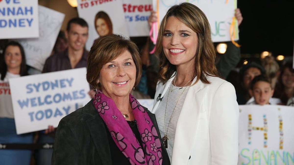 Savannah Guthrie standing next to her mother Nancy Guthrie during a production break