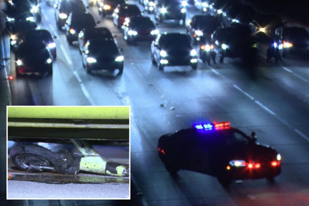 Crazed cretin throws Lime scooter off LA freeway overpass, causing multiple-car crash