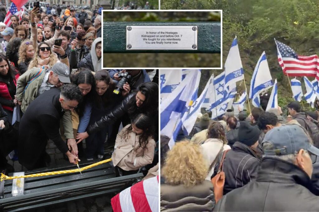 NYC Jewish community honors hostages kidnapped in Gaza with Central Park bench