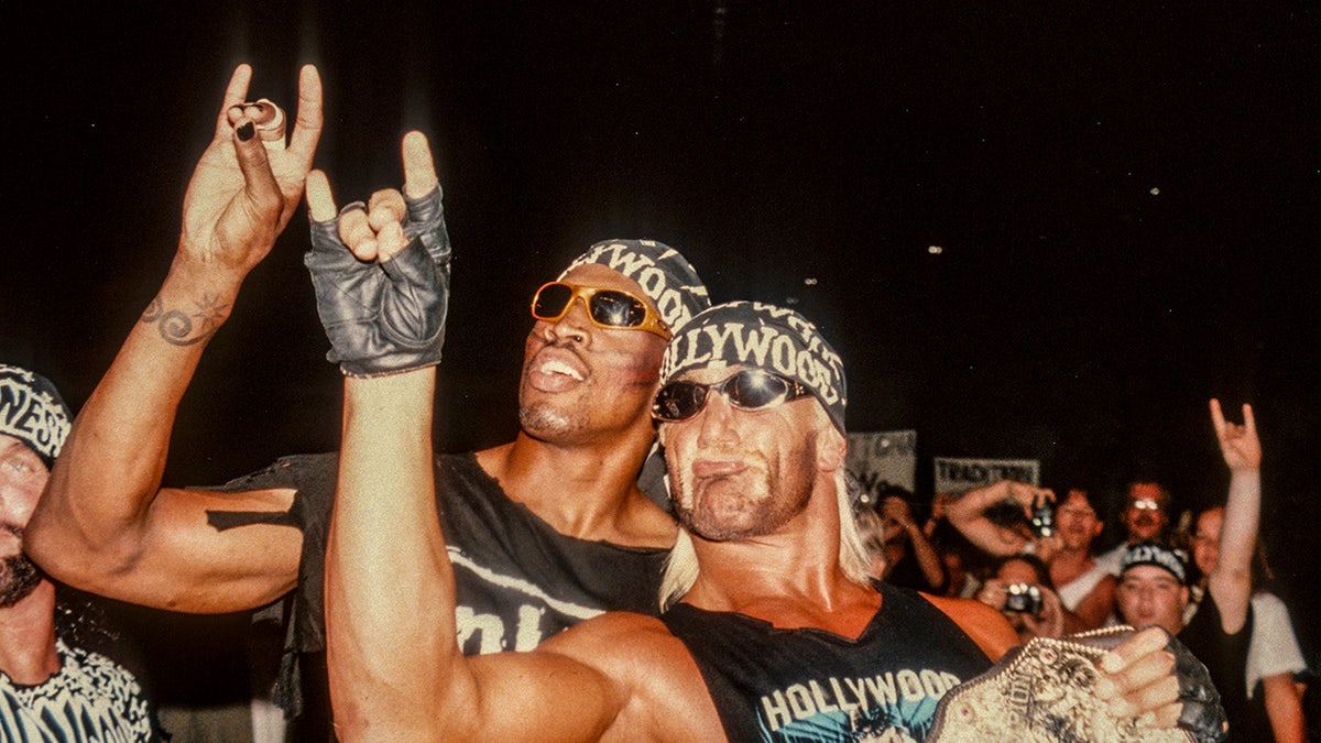 Dennis Rodman posing with Hulk Hogan at Ocean Center in Daytona Beach Florida