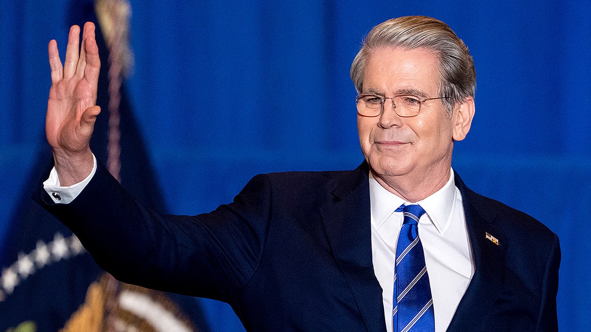 Treasury Secretary Scott Bessent walking at Mount Airy Casino Resort in Mount Pocono, Pennsylvania
