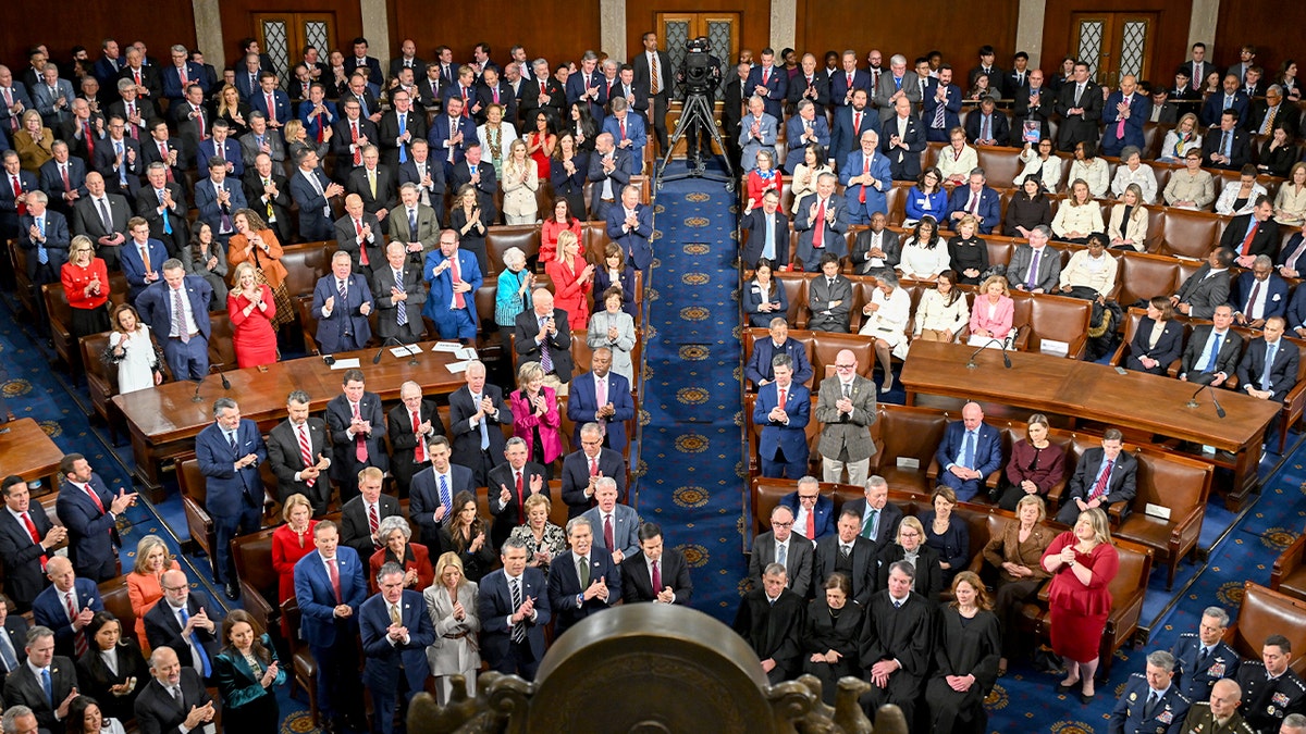 Lawmakers seated in the House Chamber of the US Capitol during the State of the Union address