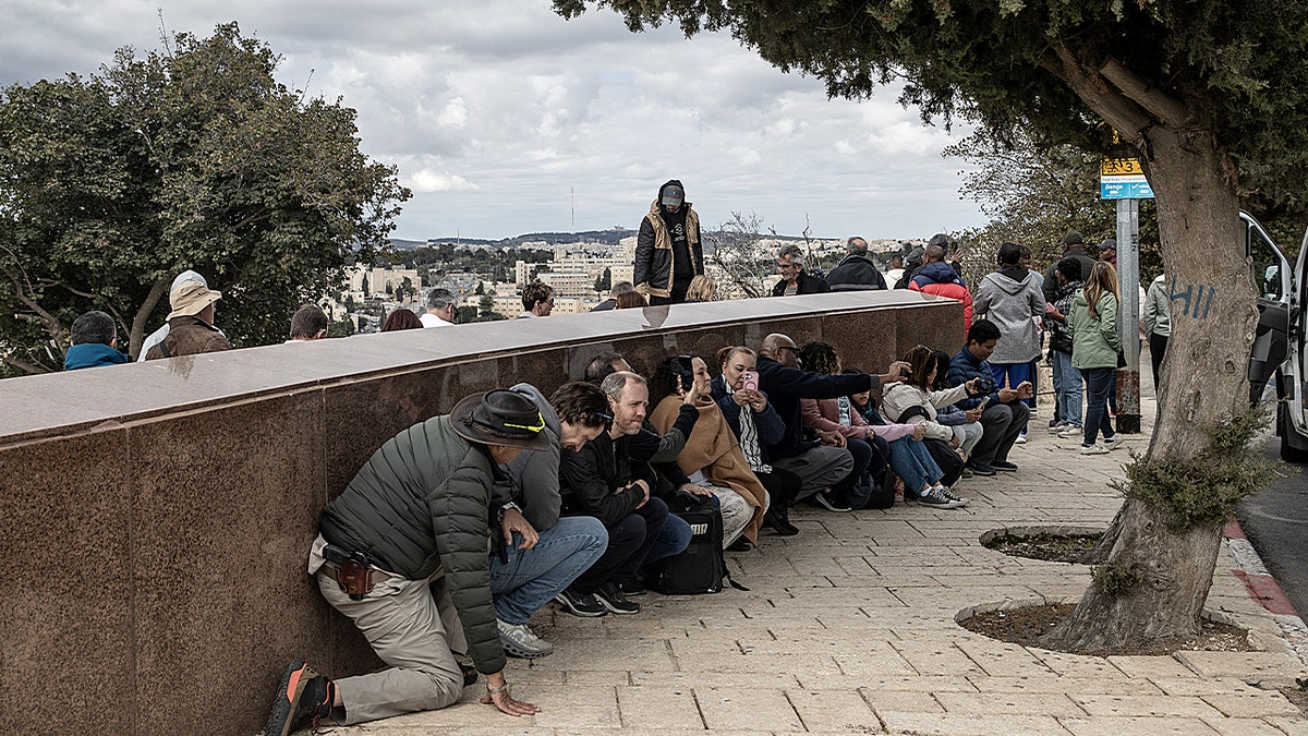 Israelis taking cover