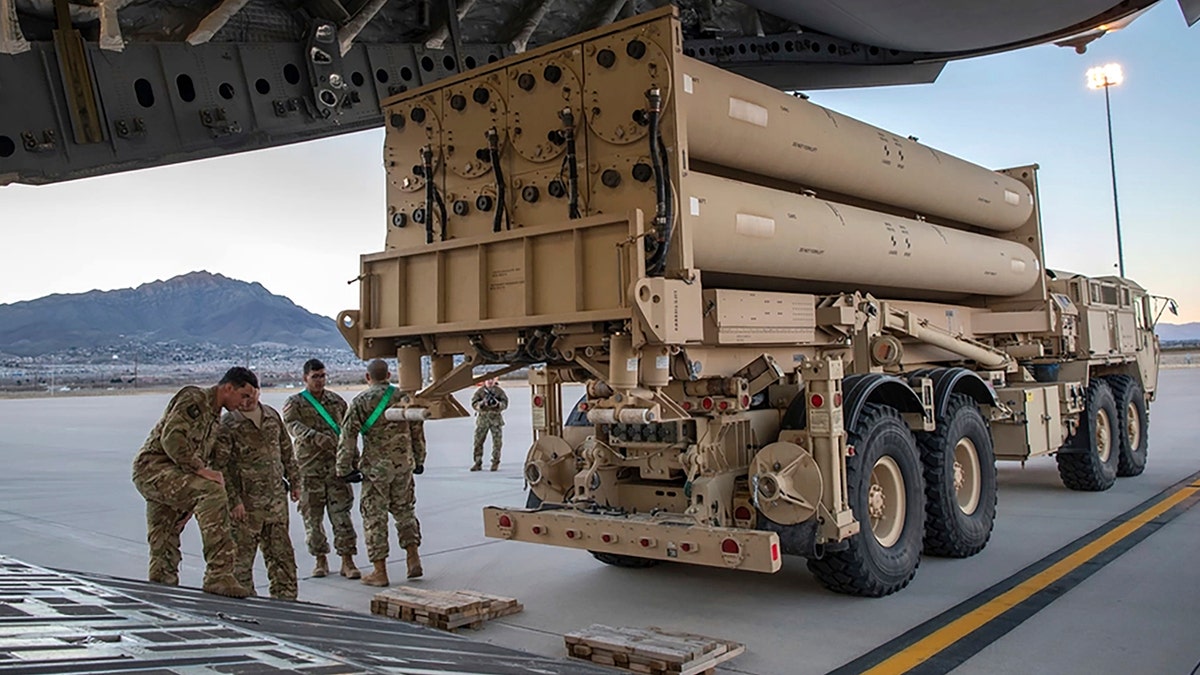 Staff Sgt. Cory D. Payne loading THAAD system onto C-17 Globemaster III at Fort Bliss Texas