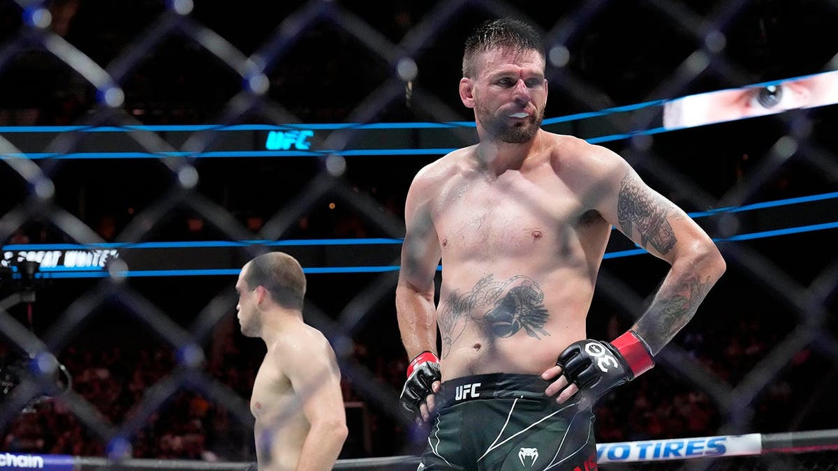 Tim Means reacts after a loss to Alex Morono in a UFC welterweight bout