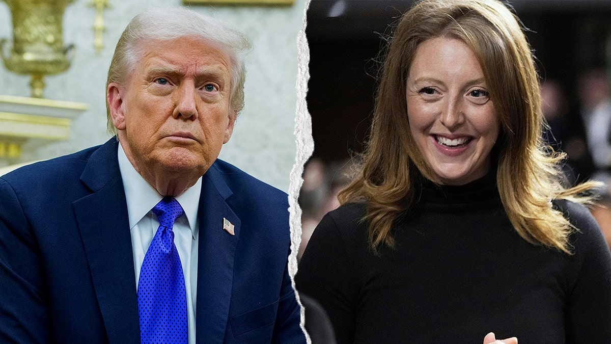 President Donald Trump standing next to surgeon general nominee Dr. Casey Means