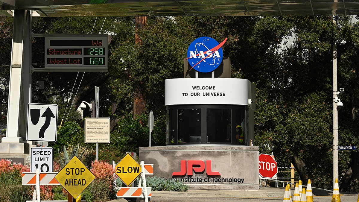 Entrance to NASA Jet Propulsion Laboratory building in Pasadena California