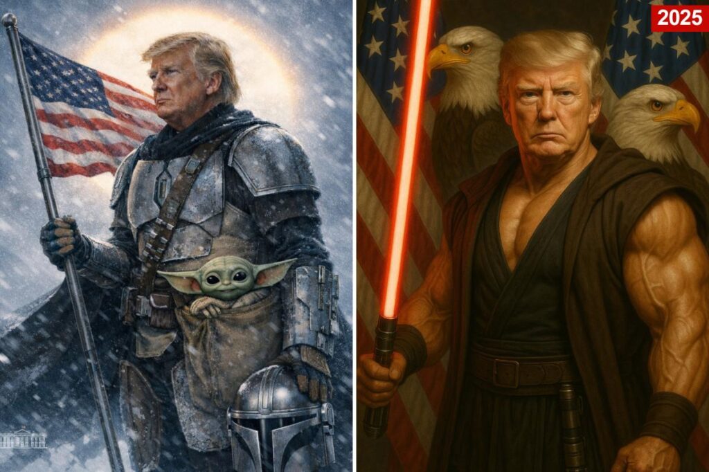 White House marks ‘Star Wars Day’ by sharing meme of Trump as the Mandalorian — with Baby Yoda by his side