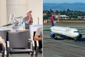 Chaotic moment Delta passenger takes over gate counter and tees off on staff