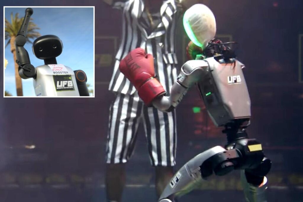 Wild video shows moment humanoid robots go into battle